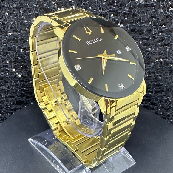 Men's New Bulova with Diamonds at the 3, 6, and 9 O'clock Positions - Picture 3 of 3